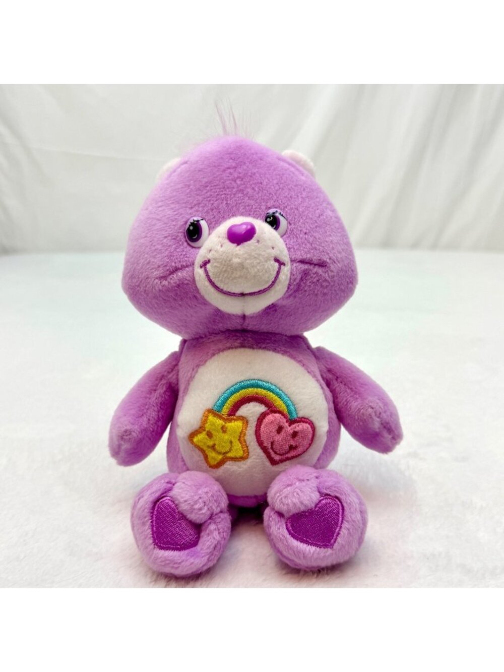 Care Bears 9" Purple Best Friend Bear Bean Bag Bottom Plush Toy 2004 Play Along